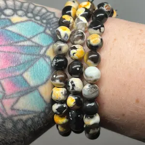 Handmade Natural 8mm Yellow Orca (Enhanced) Crystal Bracelet