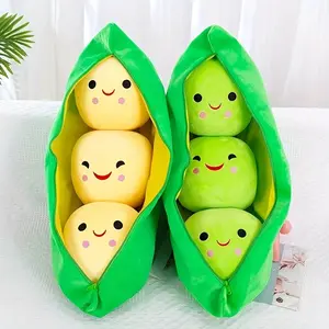1pc Green Polyester Stuffed Pea Plushie,Pillow Toy, Adorable Pea Character, Ideal for Play & Holiday Gift