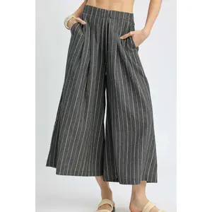 Umgee Pinstripe Crop Palazzo Pants