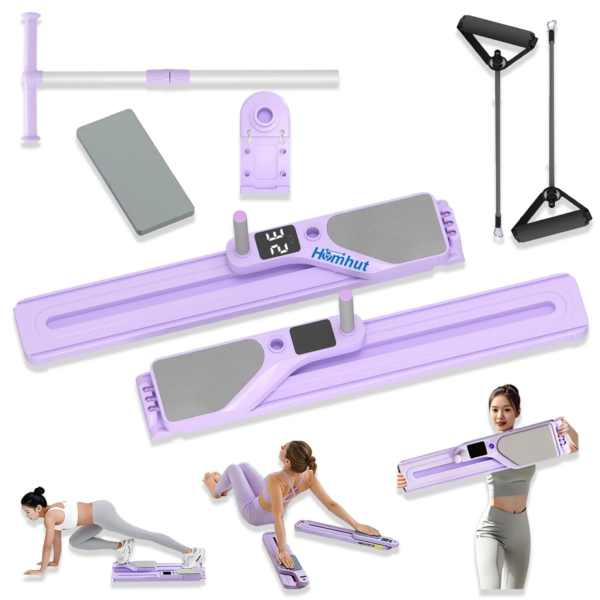 Foldable Ski Machine Exercise Equipment, Simulated Ski Trainer with Digital Display, Quick Assembly, 300LBS Loading Capacity Ski Machine Exercise Equipment for Home, Multifunctional Pilates Pelvic Floor Muscle Trainer
