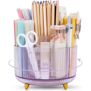 Rotating Pencil Pen Holder, Pen Organizer with 5 Slots - Aesthetic Desk Organizer and Accessories for School, , Office Supplies