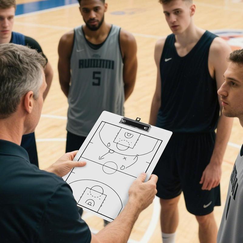 Basketball Coaches Clipboard,White Double-Sided Dry Erase Coach Clipboard, Basketball Whiteboard for Coaches, White Board with Marker for Coaches Gift