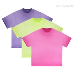 Wayii Fashion 3Pcs Women's Dirty Washed Ombre Tees Soft Cotton Vintage Streetwear Tops Gradient Color Premium Lived-In Essential Summer Casual