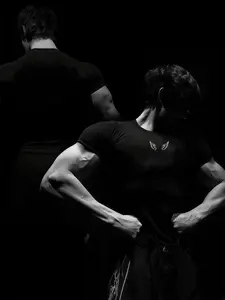 Men's Compression Sports Shirt, Tight-Fitting Short Sleeve Gym Quick-Dry T-Shirt, Running Training Top, Summer Casual Sportswear