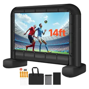14 Ft Inflatable Movie Screen, 16:9 Aspect Ratio, 600D Durable Material, Portable Carry Bag Included, Quick Inflate Setup, Weather Resistant, Ideal for Backyard Cinema, Outdoor Parties, Sports Events, Home Theater