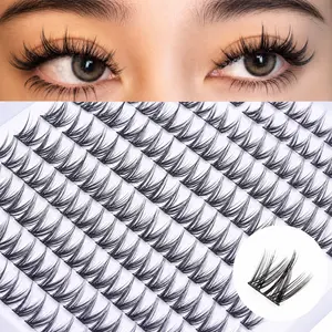 ELAE Professional Cosmetic DIY D-Curl Fluffy Wispy Manga Lashes, Mix-Length Segmented Individual Eyelash Extensions Pack for Makeup