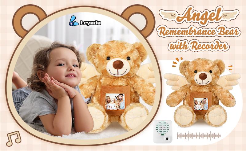 Valentine's Day Gift Bear 12 Inch Angel Remembrance Bear Plush Stuffed Animal with Recorder Soft Plush Animal Toy with a Picture Frame for Operation Christmas Baby Shower Birthday Party Wedding Gift Valentine's Day Gift Bear 12 Inch Angel Remembrance Bear Plush Stuffed Animal with Recorder Soft Plush Animal Toy with a Picture Frame for Operation Christmas Baby Shower Birthday Party Wedding Gift