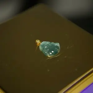 18k gold small natural jade Buddha pendant