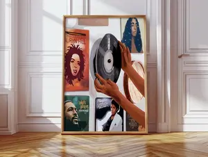 UlizosTaef Black Girl Music Art African American Wall Print Soulful Black Girl Poster 8x12inch 12x18inch 16x24inch 20x30inch 24x36inch Unframed High-Quality Art Decor Vibrant Cartoon Design Artistic Decoration