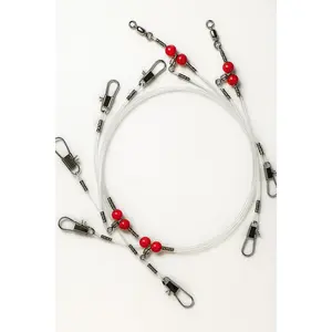 Double Drop Saltwater Fishing Rig - Mono 2 Hook Bottom Rigs with Swivels & Snaps, Pre-Tied Surf Pier Boat Leader Line for Snapper, Bass, Mackerel, Catfish