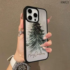 Merry Christmas Tree Snow 2D Print Pattern Premium Magnetic Phone Cases for iPhone 17 Air 16 15 14 Pro Max 13 12 11 Plus Smartphone Shockproof Protection Acrylic Cover Cellphone Protective magsafe magnetic case Resistance Casing