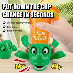 Pop-Up Screaming Turtle Coaster, Funny Expression Turtle Cup Holder with Liftable Limbs, Desktop Stress Relief Toy, Home Decor & Novelty Gift