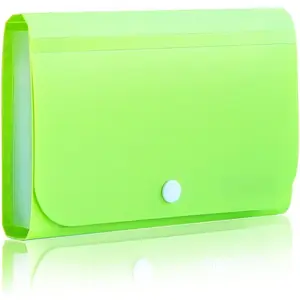 Expanding File Folder, Subdivision Accordion File Folder Mini Organizer PP Wallet for Cards,,Receipt,Tax Item or Changes,7x4.5 Inches,12 Pockets with Tabs and Check Case(Green)