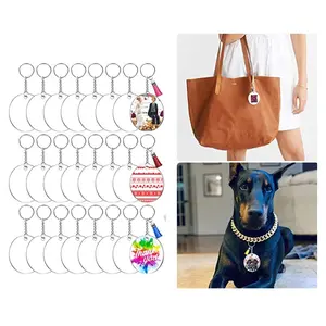 144pcs DIY Acrylic Keychain Set Transparent Acrylic Keychain Blanks Pendants