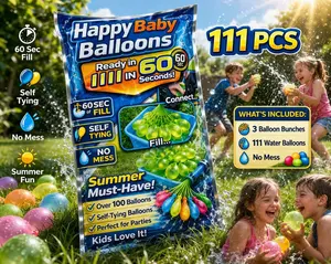 111PCS Self-Tying Water Balloons, Quick Fill in 60 Seconds, Summer Outdoor Water Toy for Kids, Parties, Backyard Fun