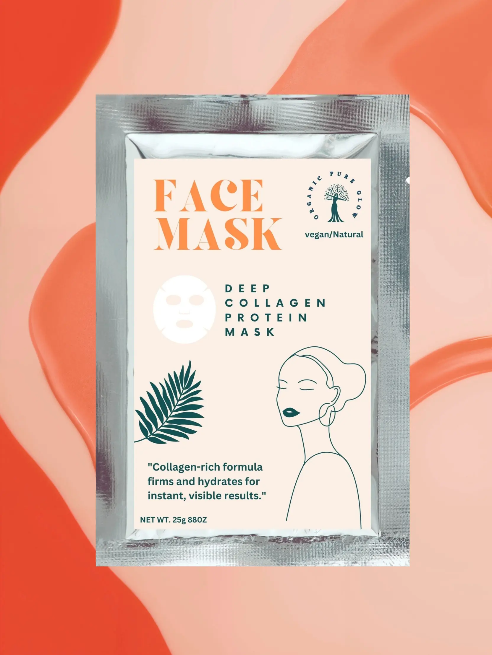 Organic Pure Glow | Deep Collagen Protein Mask, Collagen-rich formula firms and hydrates for instant, visible results,4pack Skincare