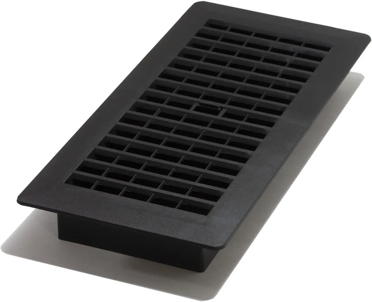 Decor Grates PL408-BLK Floor Register, 4x8, Black Plastic