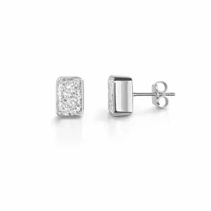 3.16ct 14K White Gold Bezel Radiant Diamond Push Backs Earrings (IGI CERTIFIED)