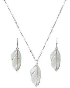 Montana Silversmiths Women's Downy Feather Necklace And Earrings Jewelry Set - Js2878rg