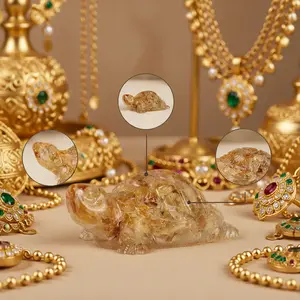 Citrine Chip Orgonite Turtle Figurine - Non-Natural Crystal Resin Wealth Tortoise, Feng Shui Healing Desk Decor for Jewelry Accessories & Derivatives
