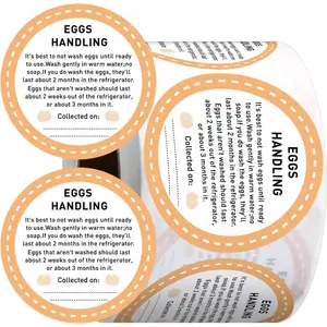 500 Pcs Farm Fresh Eggs Carton Labels Stickers 2 Inch Egg Care Self Adhesive Writable Handling Stickers Bulk Chicken Packaging Decal Sign for Chicken Quail Farmhouse