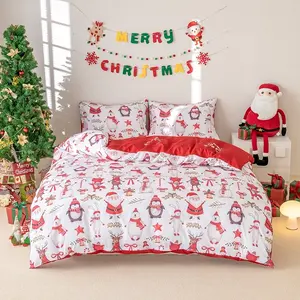 Christmas Theme Animal Print Duvet Cover Set, 3pcs Flannel Bedding Set, Soft Warm Quilt Covers for Home Decor, Holiday Gift Ideas, Bed Sets