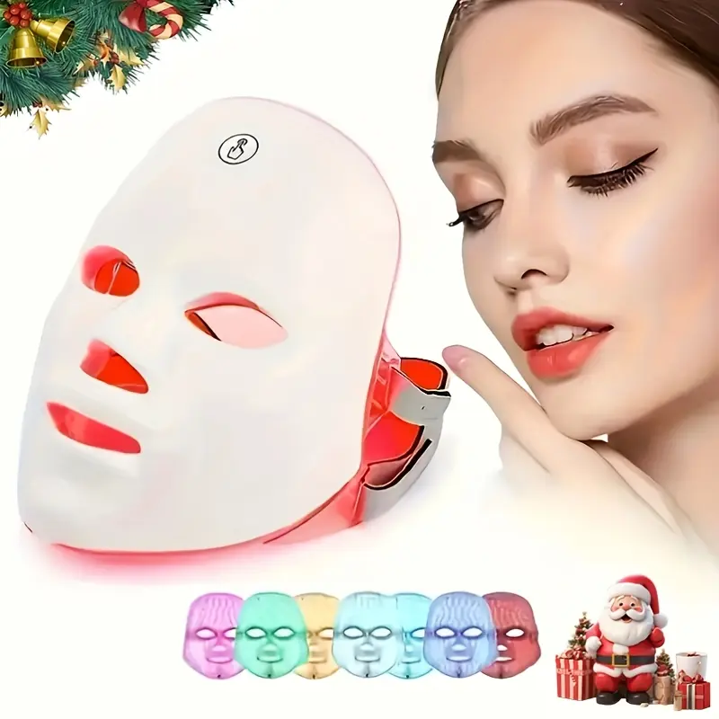 7-Color Rechargeable LED Facial Mask USB Powered 10000mAh Battery Fragrance-Free Skincare Device Ideal for Girlfriend Christmas New Year Gift