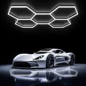 Hexagon Lights, Bright LED 6500K 156W 17280LM; Hex Light for Lights Ceiling Led, Barber, Workshop, Basement,Gym (5 Grids Hexagon Light)