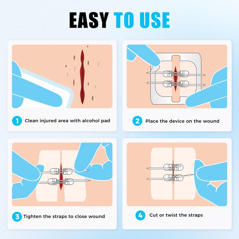 Senvok Butterfly Bandaids for Wound Closure, 2 Pcs Zip Stitch Wound Closure Strips, Surgical Laceration Repair Without Sew - Quick Clot - Emergency Wound Closures Device (PU)