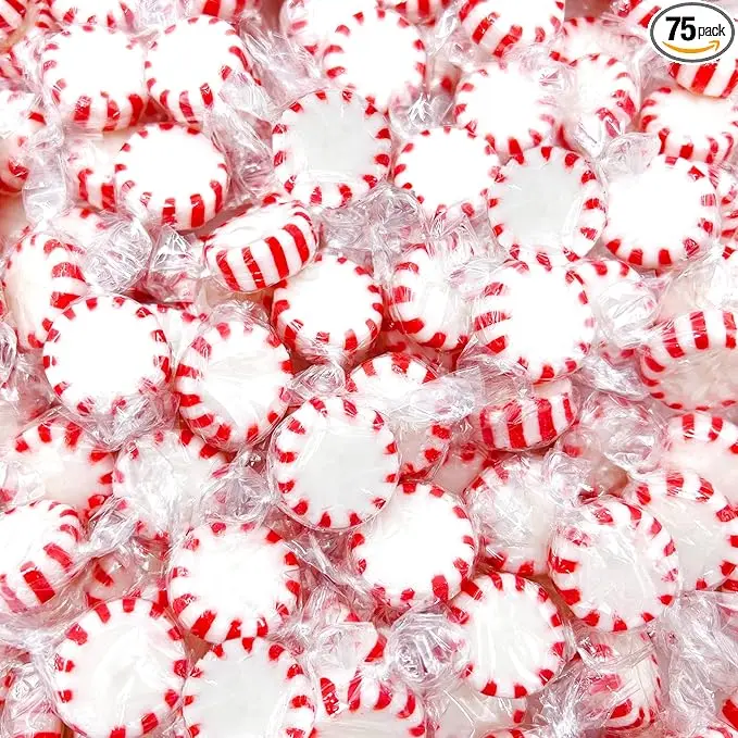 Starlight Peppermint Hard Candy Individually Wrapped Mint Candies 1 lb Bag (Approx. 75 Count) Old Fashioned Peppermint Mints Bulk Hard Candy for Office Candy Bowls Parties Holidays & Restaurants