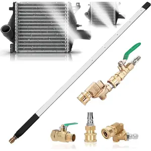 39 Inch Radiator Wand, 4500 PSI Radiator Cleaner Wand with Quick Connector, Dual & Air Blow Gun Adapter for Trucks, RVs, Equipment Pressure Washer