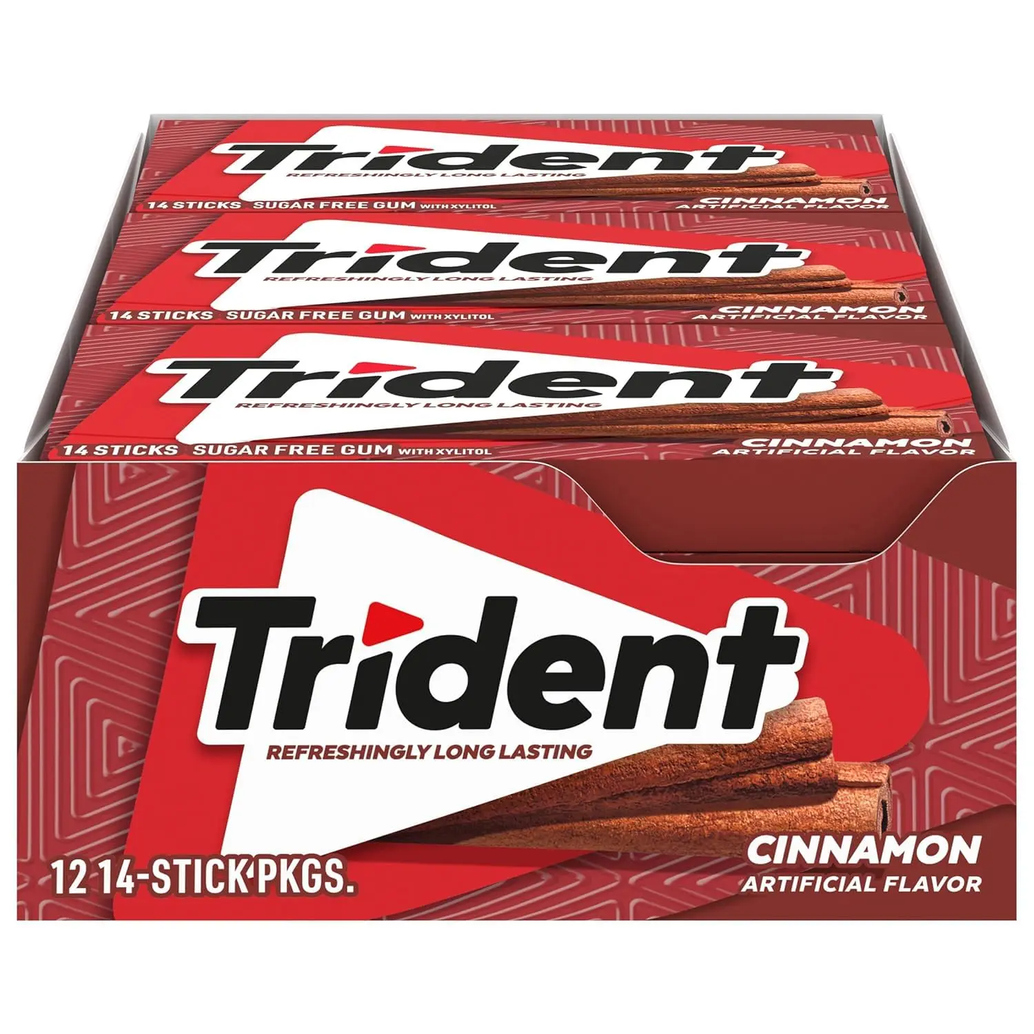 Cinnamon Sugar Free Gum, 12 Packs of 14 Pieces (168 Total Pieces) | Chewing Gum with Xylitol, Perfect for Long Lasting Fresh Breath at School, Work & Travel Flavor Bubblegum