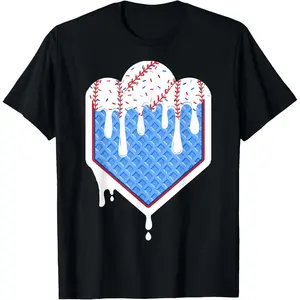 Baseball Drip Boy Ice Cream Sprinkle  Baseball Birthday T-Shirt Graphic tees