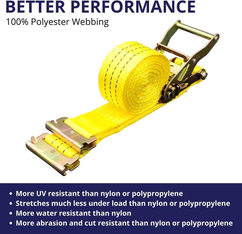 "2" x 15' E-Track Ratchet Straps 4400LB Tie Down for Heavy Duty Towing (2 Pack)"