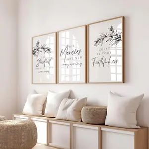 Three-piece set, including wall art and a vintage poster, printed with a Christian Bible verse: 'God's Love.' Suitable for wall decoration in the living room, bedroom, or office.Two options: with frame and without frame