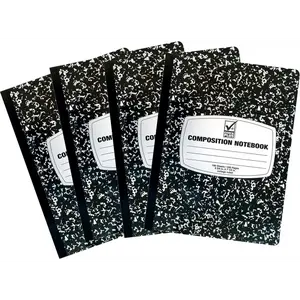 Wide Ruled Composition Notebooks [4 Pack] Hard Cover, 100 sheets 9.75" x 7.5" - Back to School Supplies For Students & College by 4E's Novelty