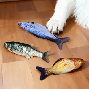 3 Pieces Touch Activated Wiggling Cat Toy Realistic Prey Motion Interactive Pad for Indoor Cats Fish Design