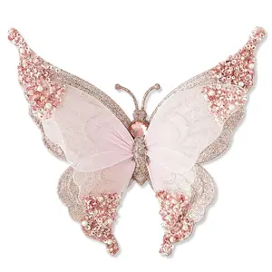 Glitter Butterfly Decorative Christmas Clip, Pink, 8.1", by Holiday Time