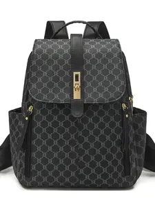 Women's New Vintage Casual Backpack, Trendy Print Colorblock Travel Bag, Large Capacity Schoolbag, Fashionable Retro Floral Big Bag, Durable Backpack, Zipper Backpack
