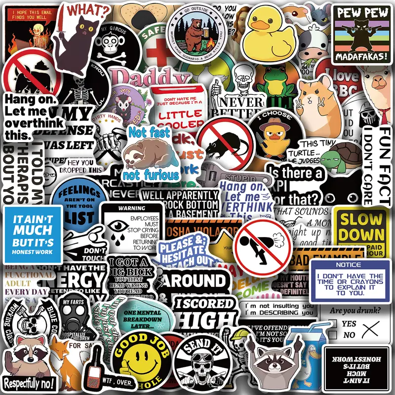 100PCS Funny Saying Sticker Pack - Snarky, Sarcastic Bold Humor Vinyl Waterproof Meme stickers for laptop, computer, water bottle, ipad, phones bumper folding  chair sticker pack