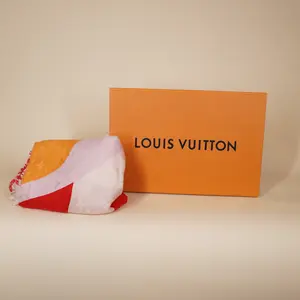 Pre-owned Louis Vuitton Canvas Bag Accessories LV Monogram Shawl Kaleidogram Pink Red Scarf