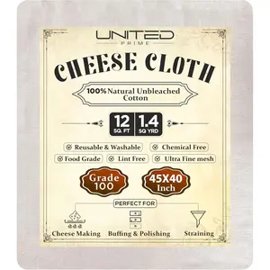 100 Grade Cheese Cloths 45X40 Inches Unbleached 100% Organic Cotton Reusable Ultra Fine Mesh Muslin Cloth For Straining Cooking Baking Cheese Making