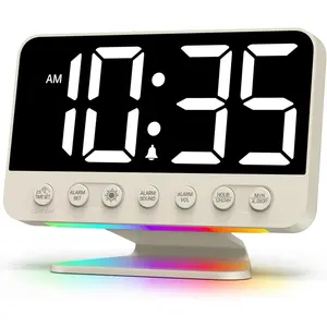 Digital  Clocks for Bedrooms: Large Bold Number 5 Brightness Dimmer - Easy to Read Across The Room - 5  Sound 8 Night Light - Putty