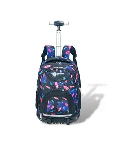 16 Inch Rolling Backpack with Wheels, Large Capacity Travel Commuter Bag, Laptop Compartment, Fashionable School & Workbag