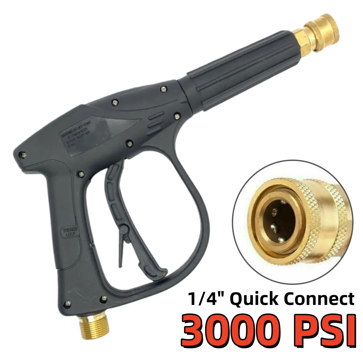 3000 PSI Pressure Power Car Short Washer Sprayer, M22-14mm Spray Outdoor Car Washing Cleaning Tool Car Wash Systems, 1/4" Quick Connect Fits For Pressure Hose Snow Foam Bottle Soap Wash Lance Cannon
