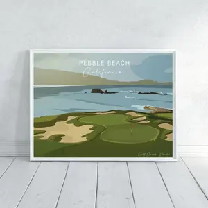 Pebble Beach 17th Hole Signature Map Print – Poster & Canvas Golf Wall Art