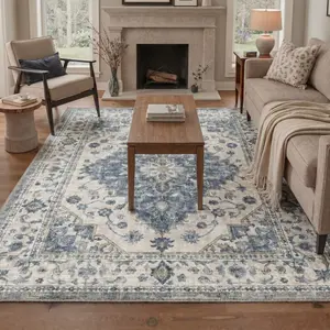 【Deals For You Days】BEIMO Soft Area Rug Machine Washable Pet Friendly Non Slip Floor Carpet for Living Room Bedroom Hallway Kitchen Decor Bedroom Decor,ARP4690-INDIGO PETAL