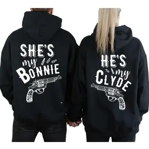 Bonnie & Clyde Couple Matching Hoodies Graphic Hoodie Casual  Fleece Fabric Pullover Hooded Sweatshirt for Women for Men, Perfect Gift