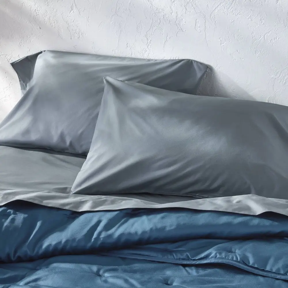 Casaluna Percale Pillowcases 100% Cotton Blue 32