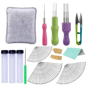 99 pcs wool felt tool set, including wooden handle needle, thick felt pad, spare needle set, finger protection and accessories, suitable for DIY handmade wool works and holiday gift making